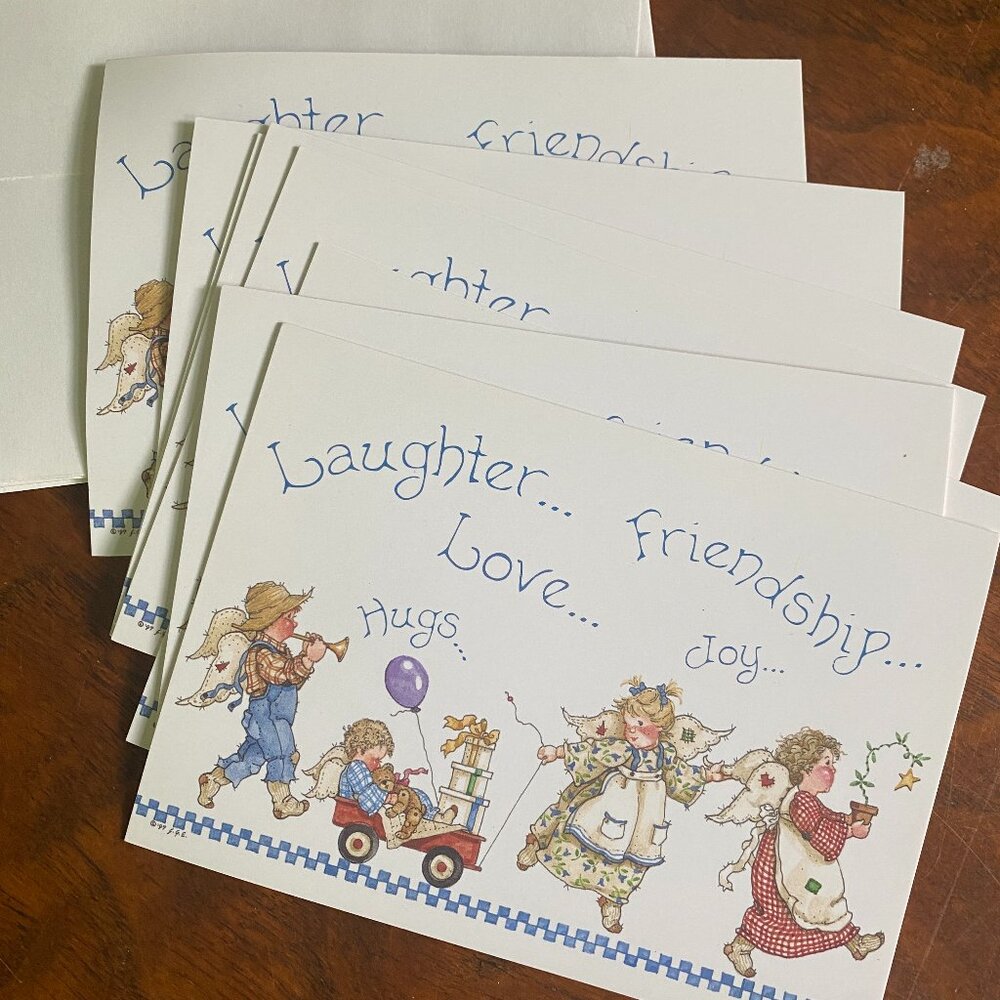 Laughter Friendship Angels Sandi Gore Evans vintage 1980s notecards lot of 8